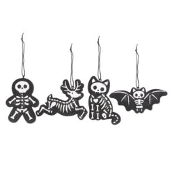 Black Creepy Skeleton Cookie Ornaments - Set Van 4