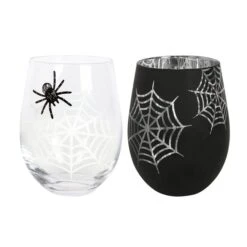 Spider And Web - Stemless Wine Glass - Set/2