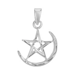 Hanger - Crescent Moon Pentagram - 925 Silver