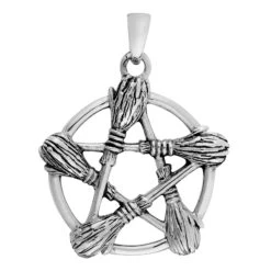 Hanger - Pentagram Besom Broom - 925 Silver