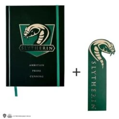 Hard Cover Notebook And Bookmark - Slytherin Crest